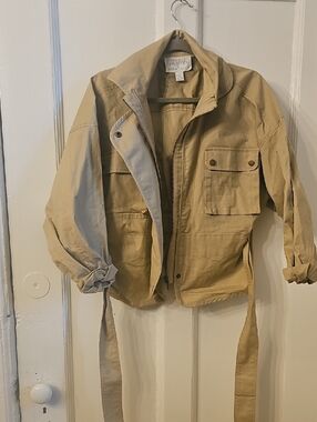 Anthropologie Beige Utility Jacket with Zipper Xs By Mare Mare